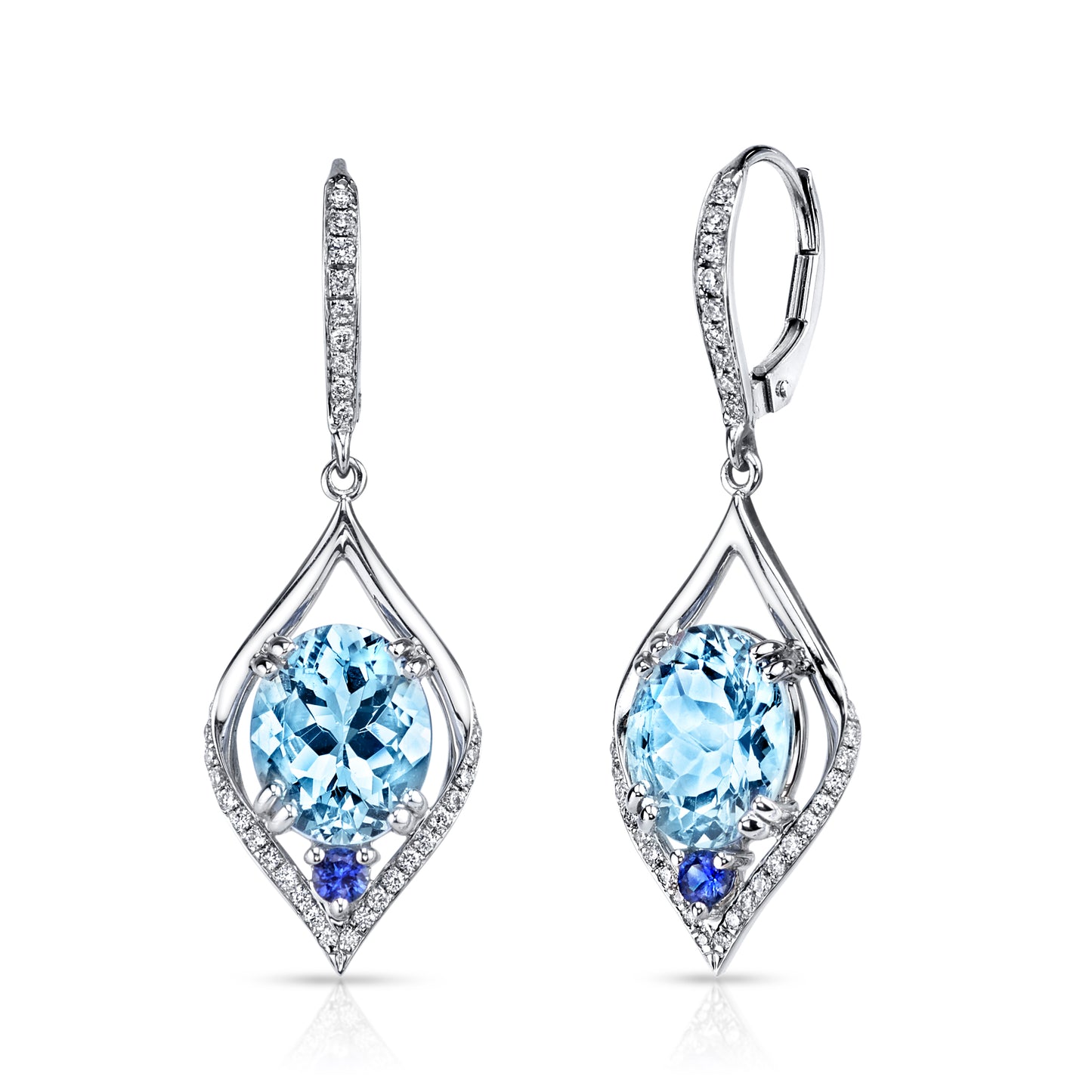Aquamarine, Sapphire & Diamond Earrings