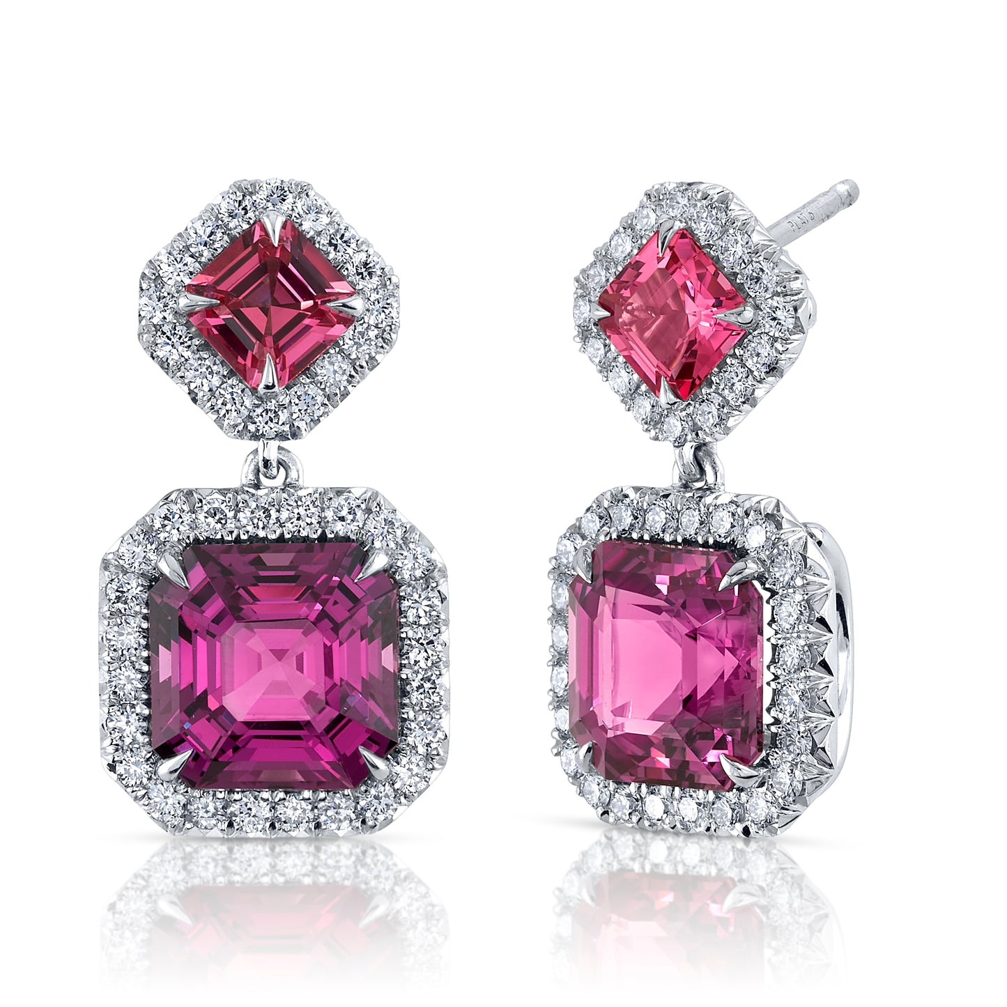 Purple Garnet, Spinel & Diamond Earrings