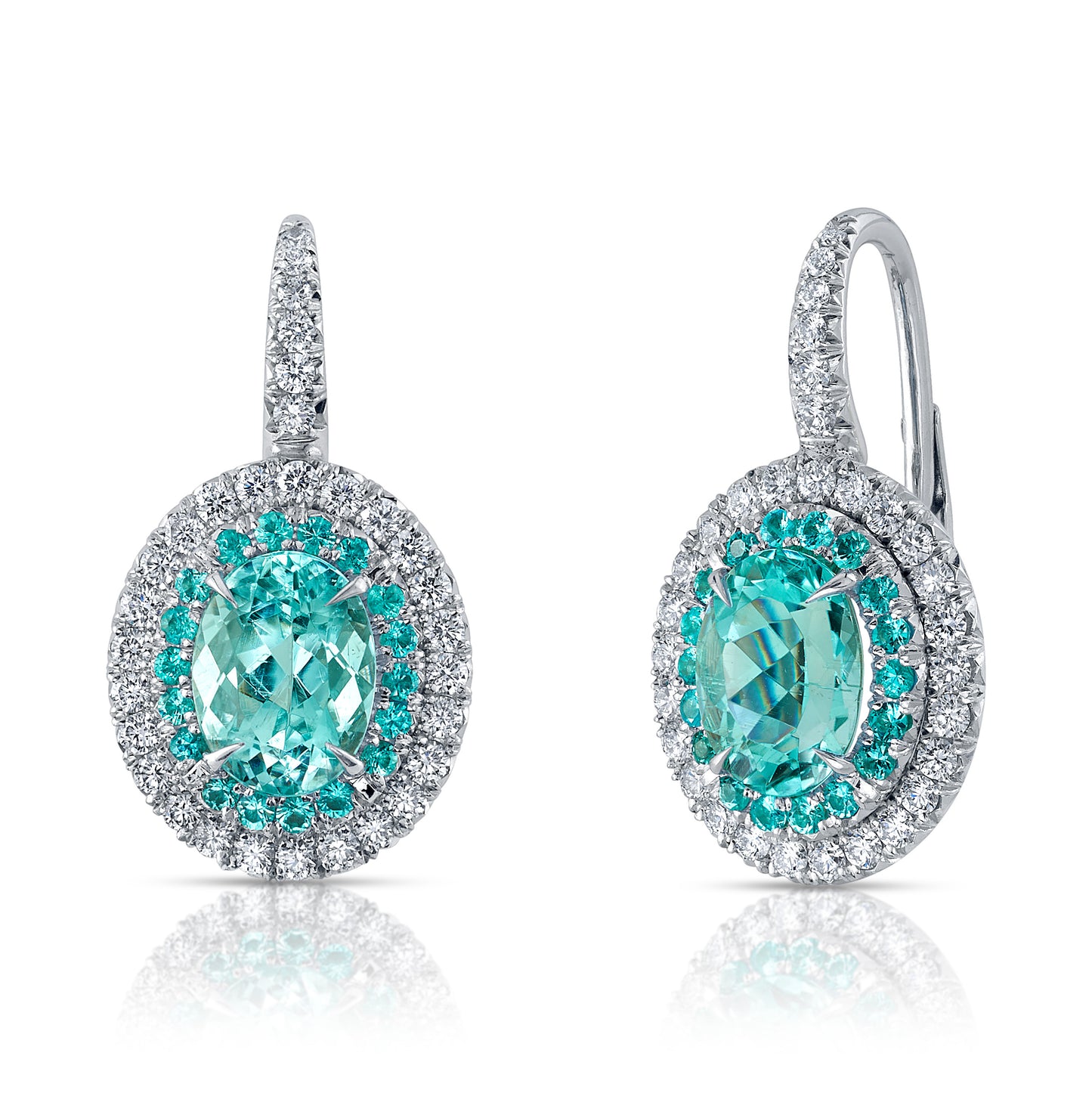 Paraíba Type Tourmaline, Paraíba Tourmaline & Diamond Earrings
