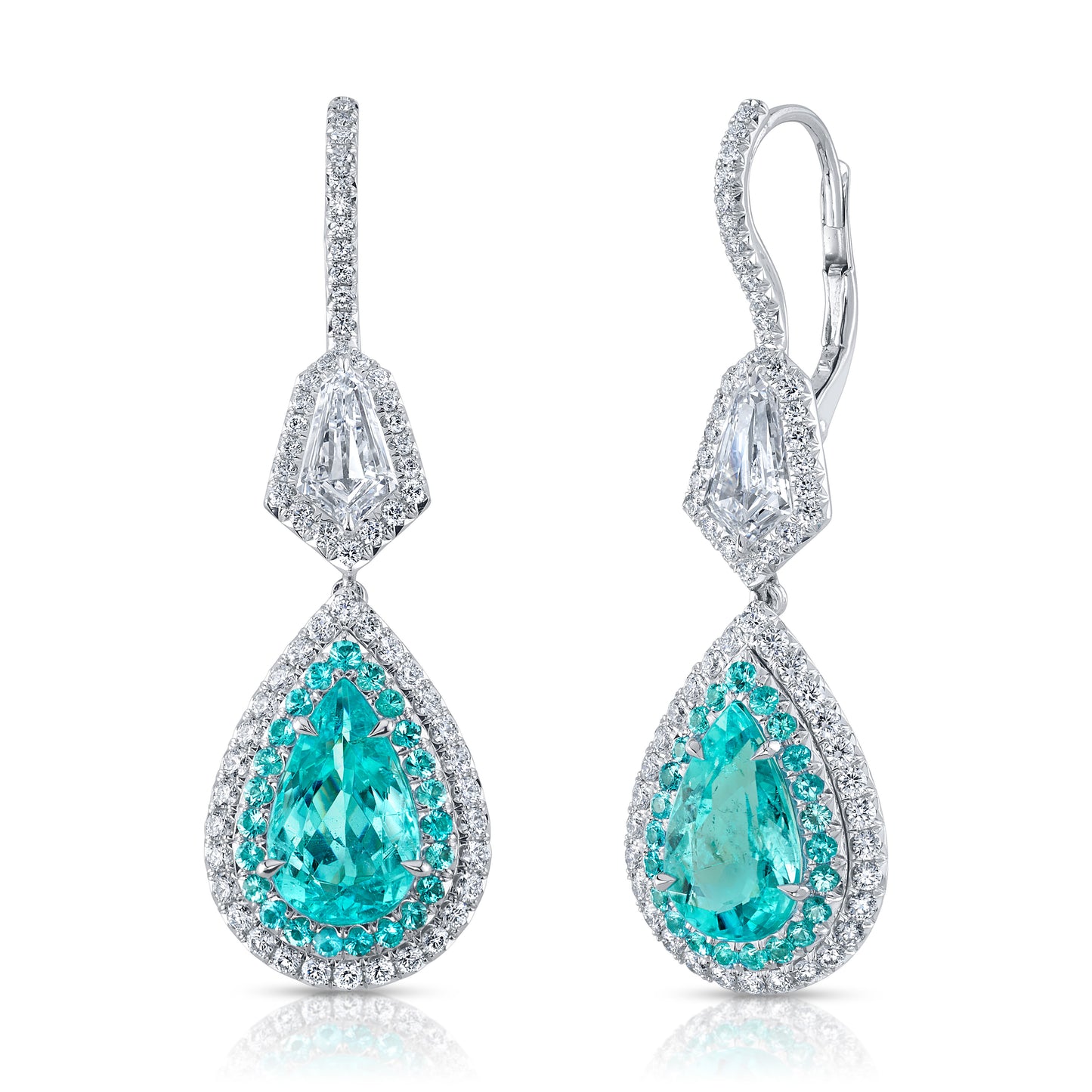 Paraíba Type Tourmaline, Paraíba Tourmaline & Diamond Earrings
