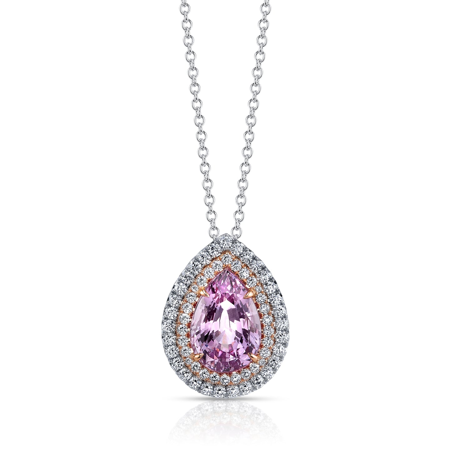 Padparadscha Sapphire & Diamond Pendant
