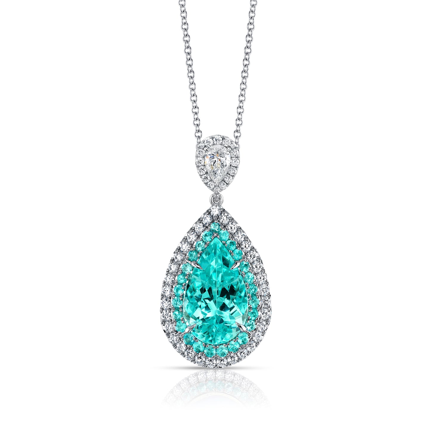 Paraiba-Type Tourmaline, Paraiba Tourmaline & Diamond Pendant