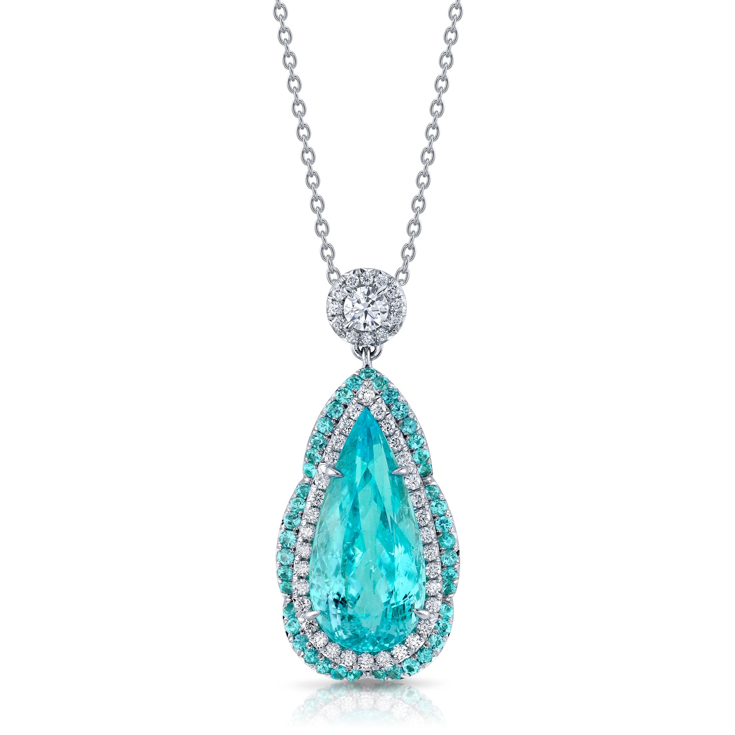 Paraiba-Type Tourmaline, Paraiba Tourmaline & Diamond Pendant