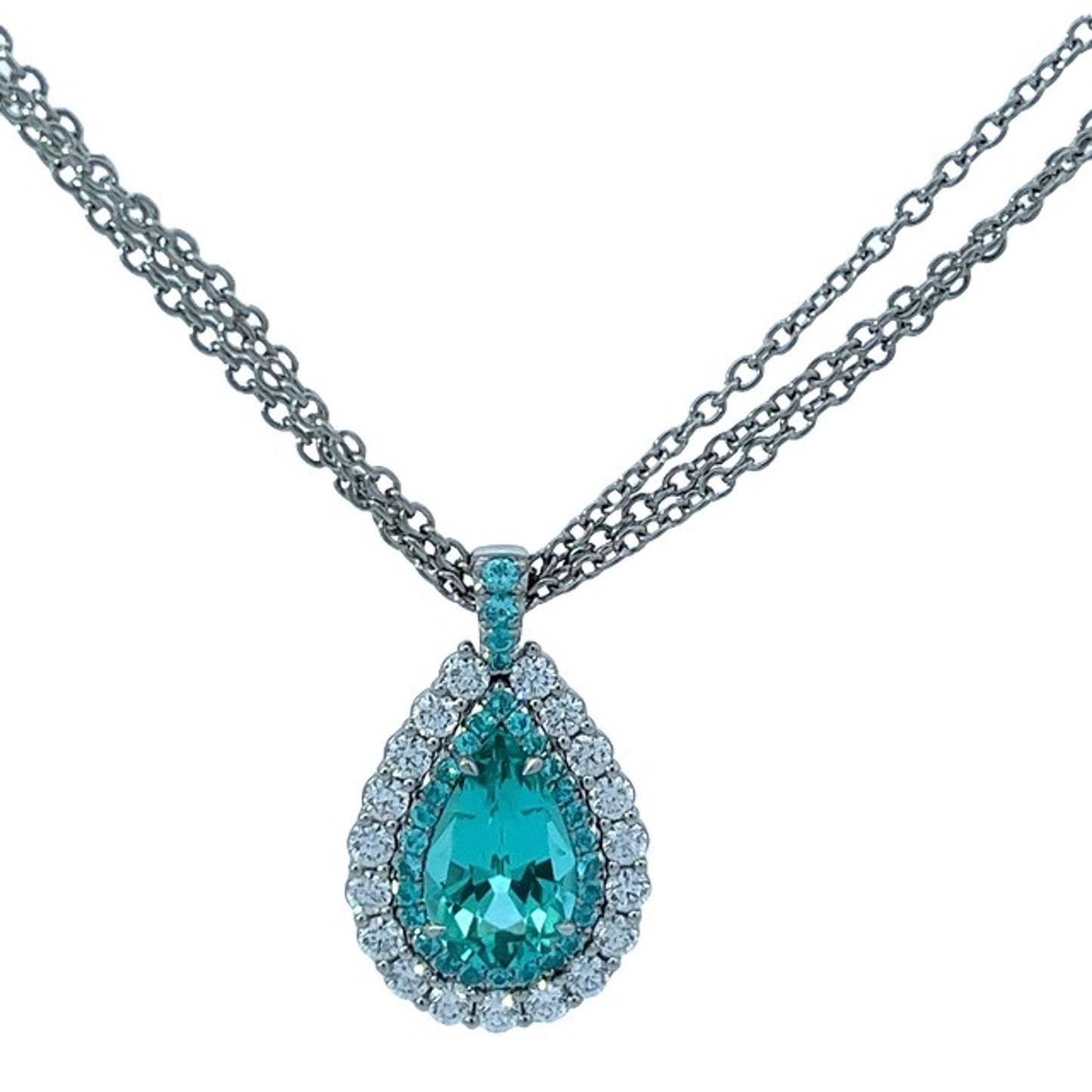 Blue Tourmaline, Paraíba Tourmaline & Diamond Pendant