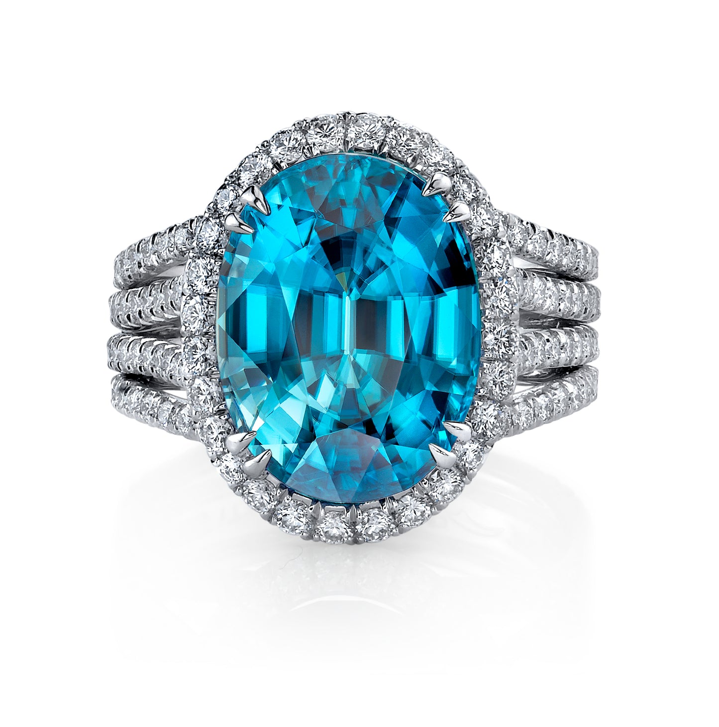 Blue Zircon & Diamond Ring