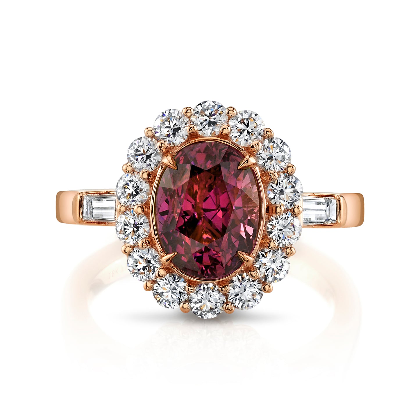 Purplish Pink Sapphire & Diamond Ring