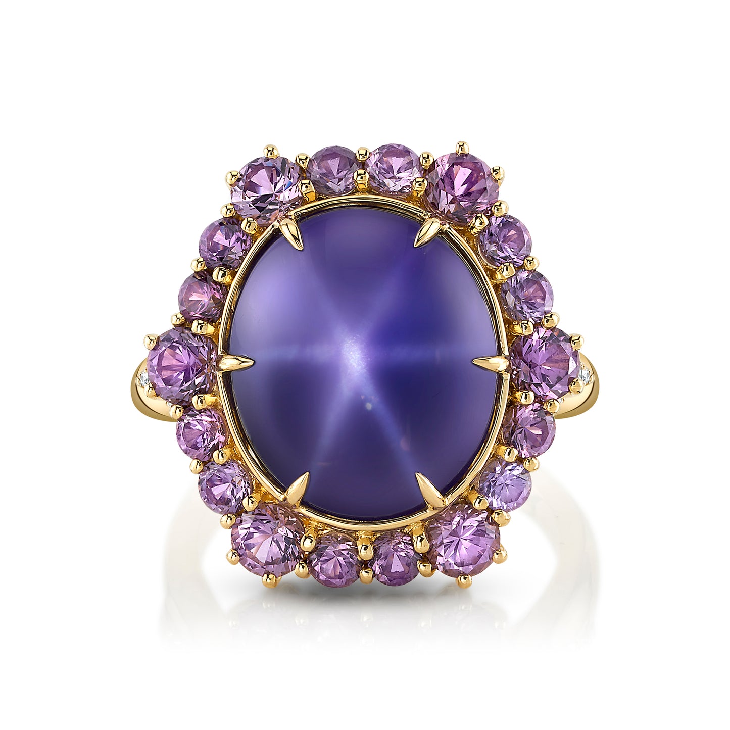 Purple Star Sapphire, Purple Spinel & Diamond Ring