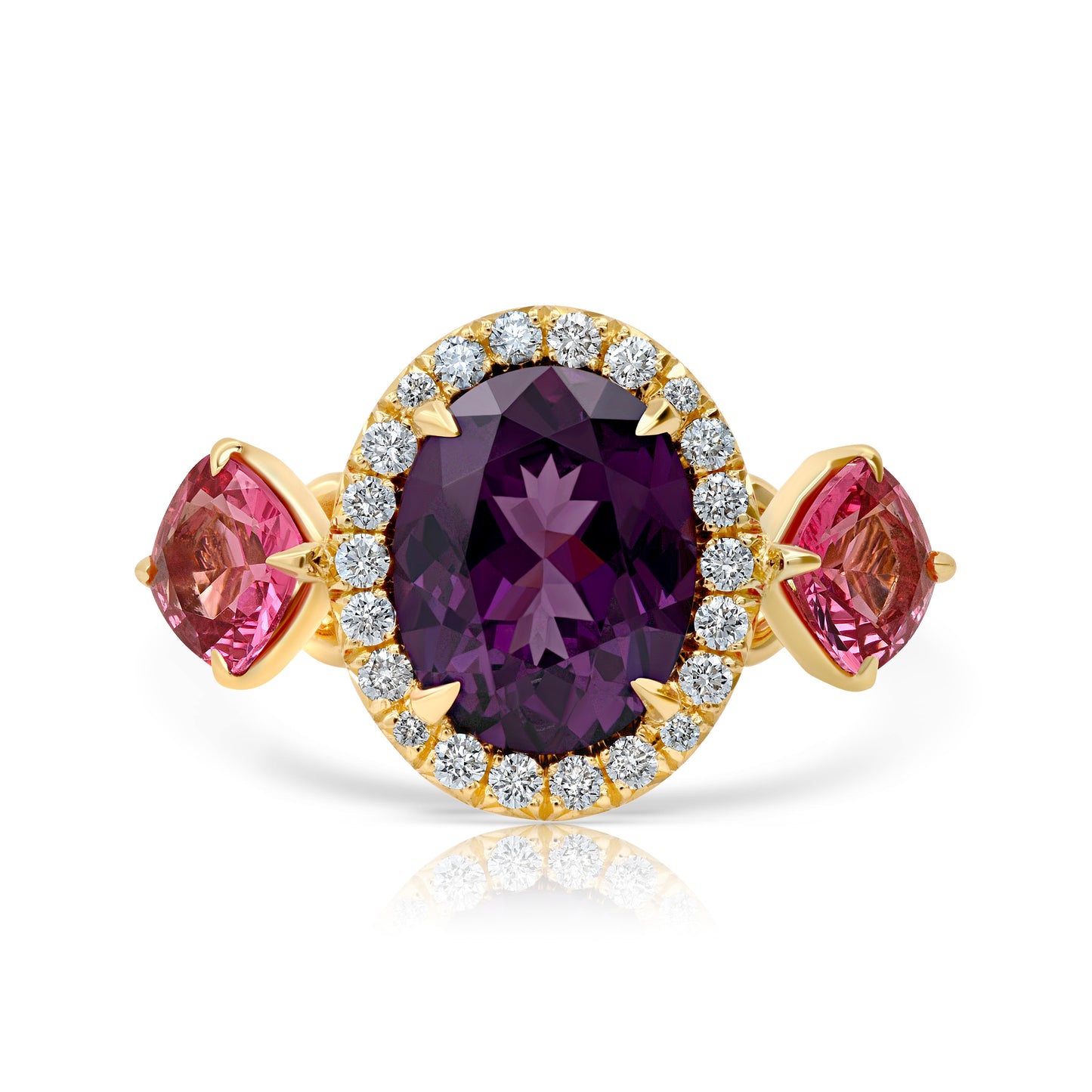 Spinel & Diamond 3-Stone Ring