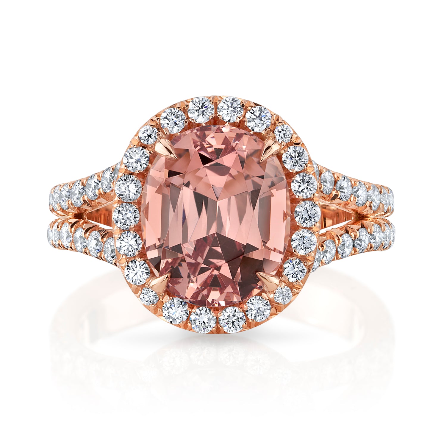Peach Garnet & Diamond Ring