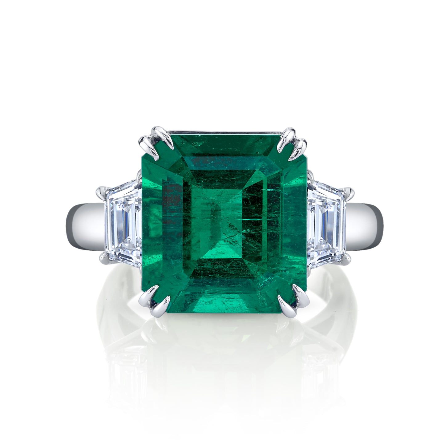 Emerald & Diamond 3-Stone Ring