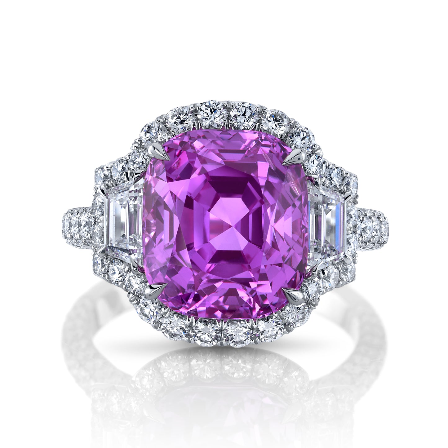 Pink Sapphire & Diamond 3-Stone Ring