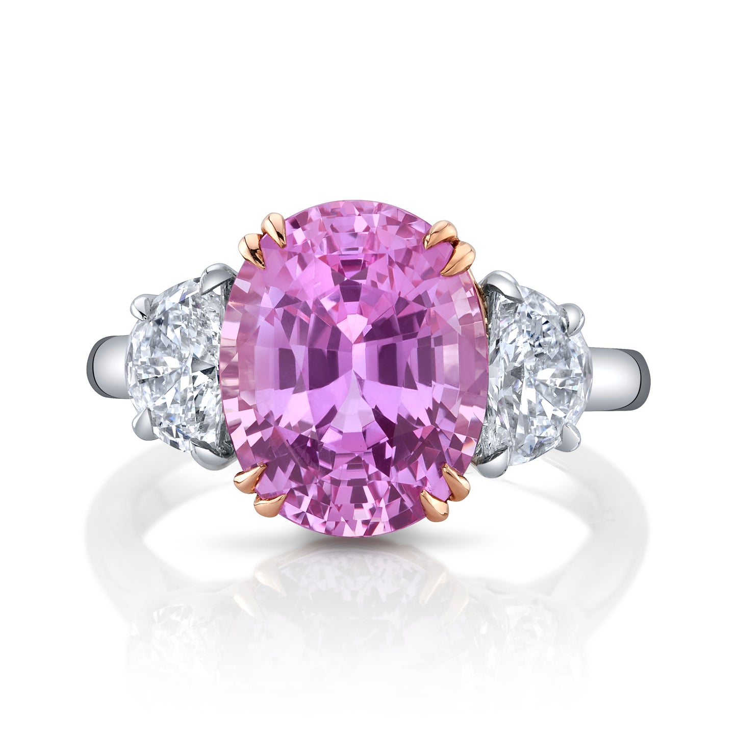 Pink Sapphire & Diamond 3-Stone Ring