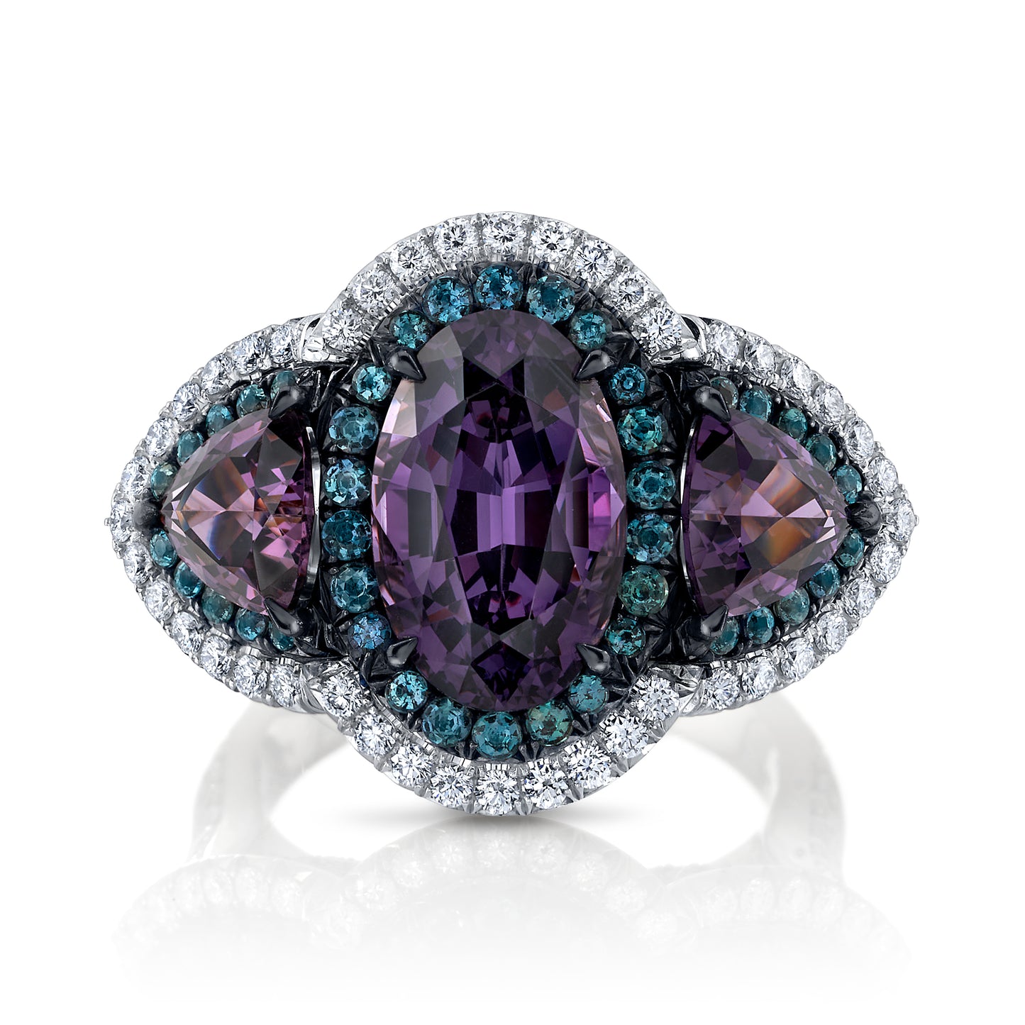 Spinel, Alexandrite & Diamond 3-Stone Ring
