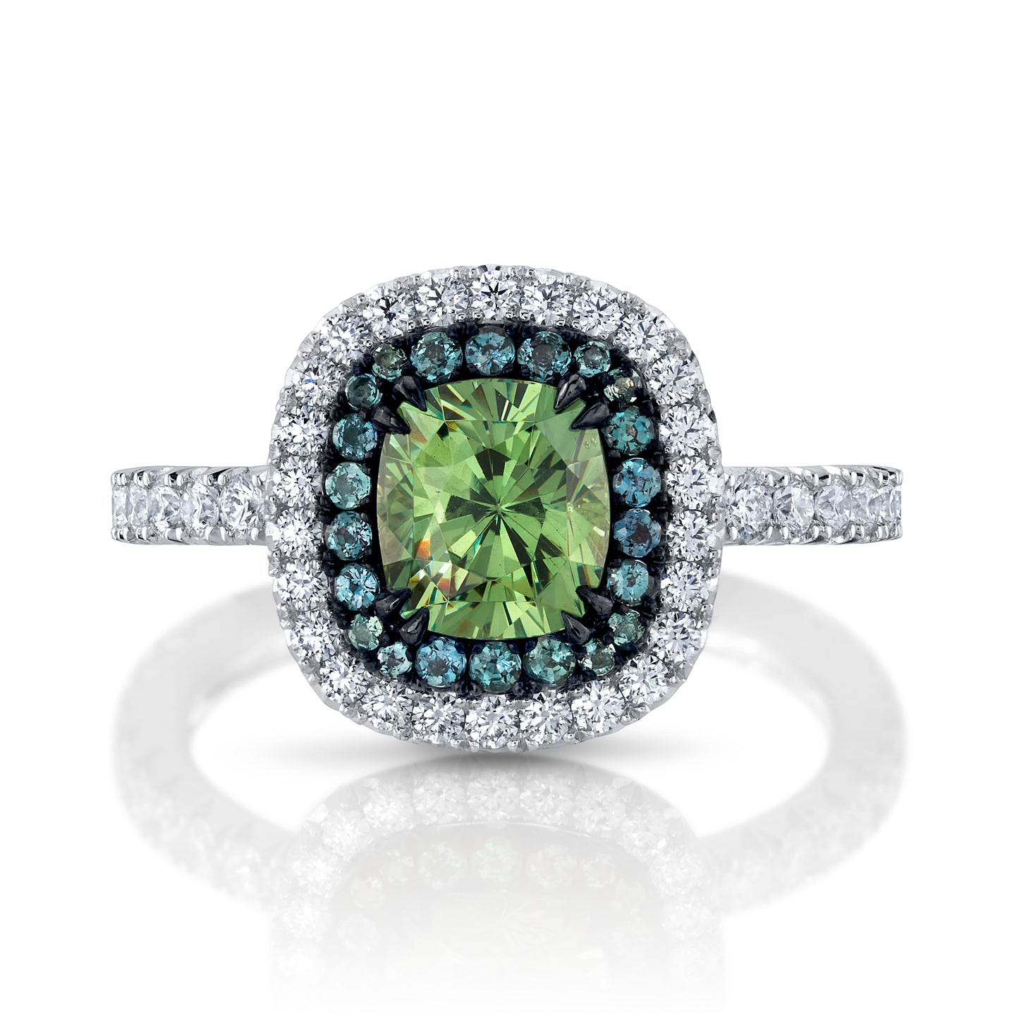 Demantoid Garnet, Alexandrite & Diamond Ring