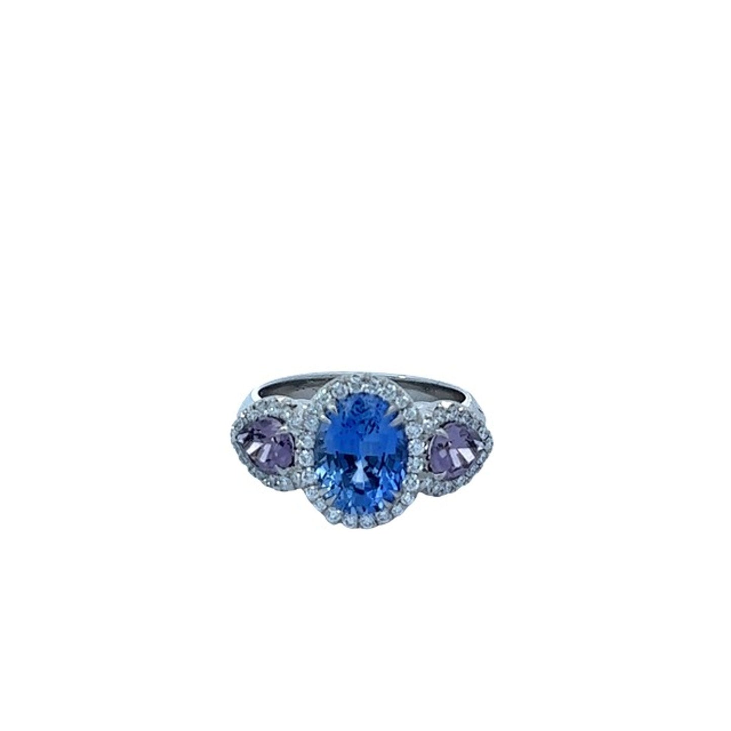 Fancy Sapphire, Spinel & Diamond 3-Stone Ring