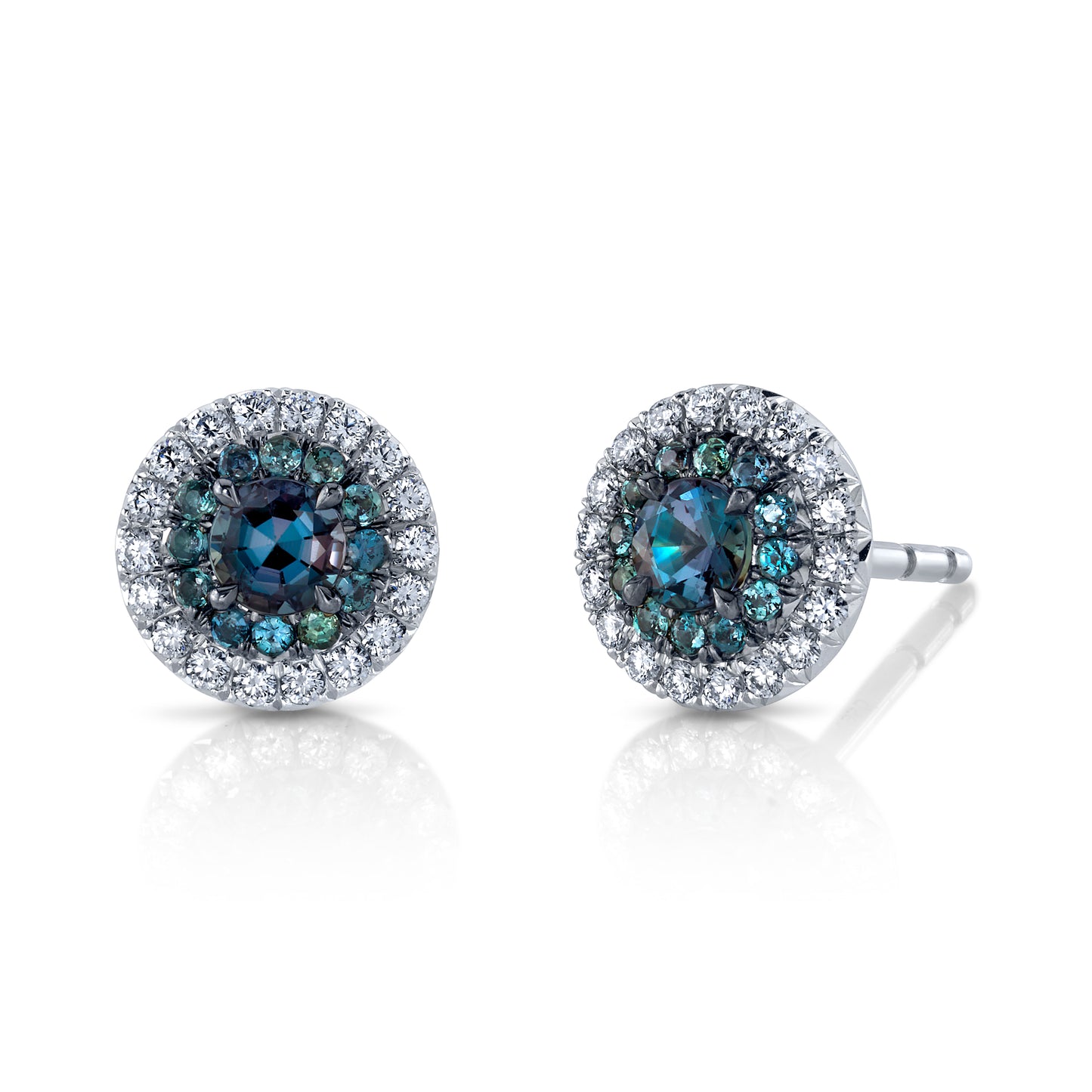 Alexandrite & Diamond Stud Earrings