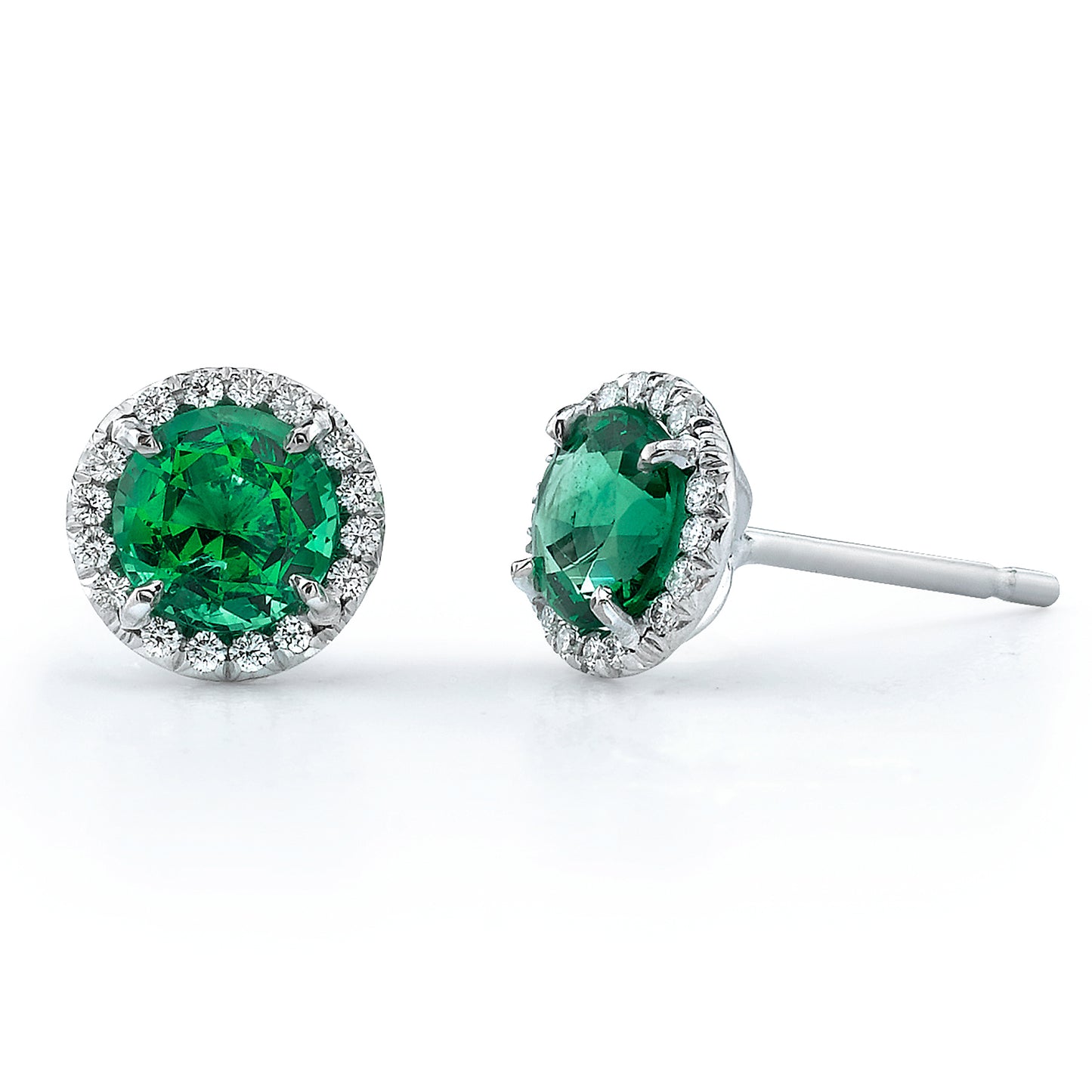Emerald & Diamond Stud Earrings