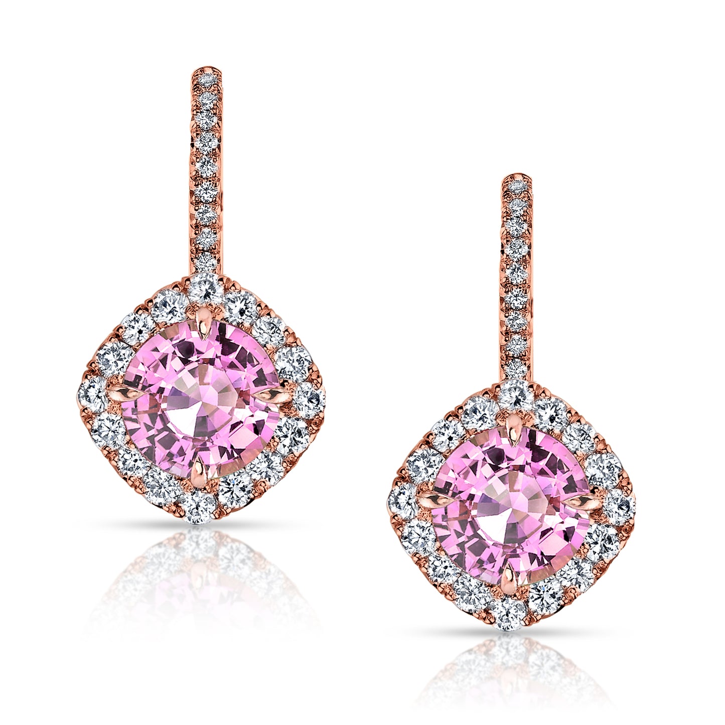 Pink Sapphire & Diamond Earrings
