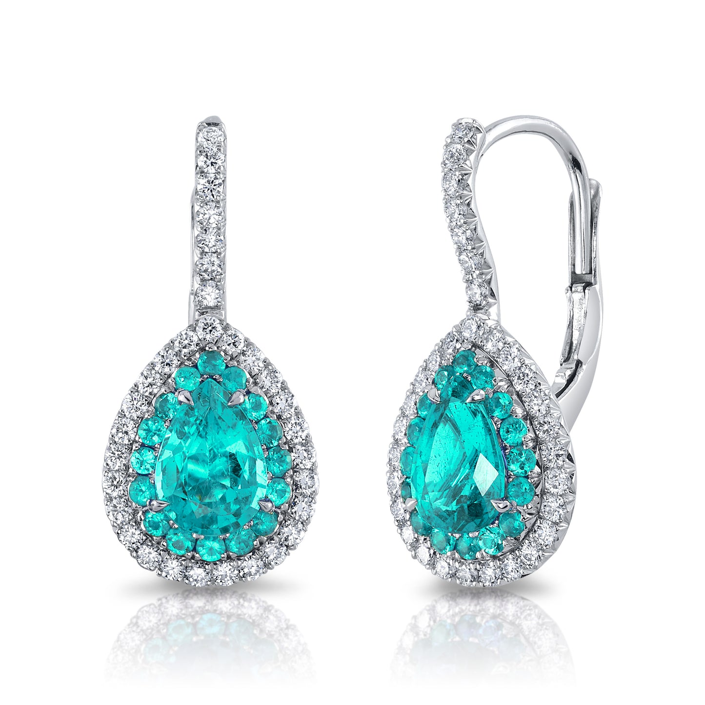Paraiba-Type Tourmaline, Paraiba Tourmaline & Diamond Earrings