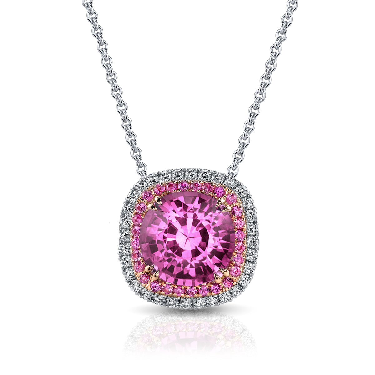 Pink Sapphire & Diamond Pendant