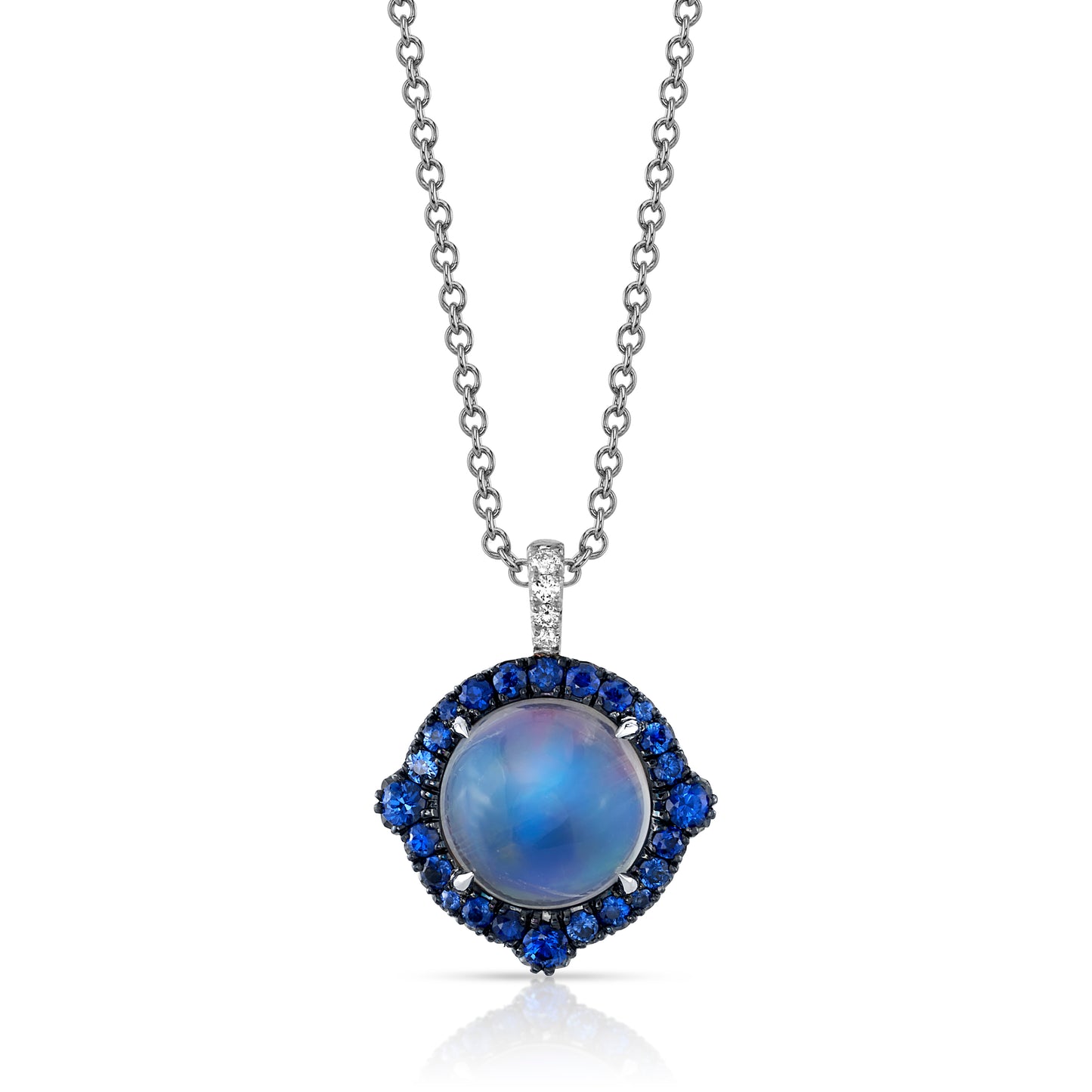 Moonstone, Sapphire & Diamond Pendant
