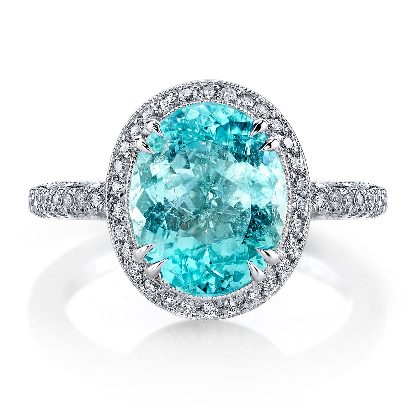 Paraiba-Type Tourmaline & Diamond Ring