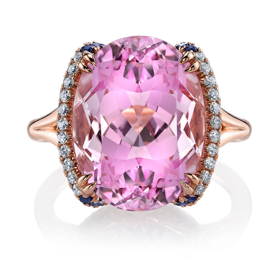 Kunzite, Sapphire & Diamond Ring