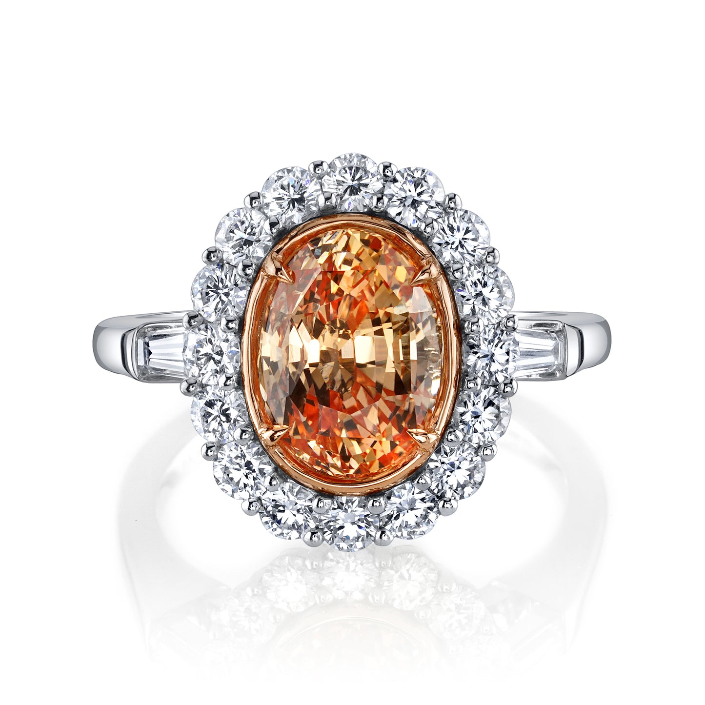 Yellow-Orange Sapphire & Diamond Ring