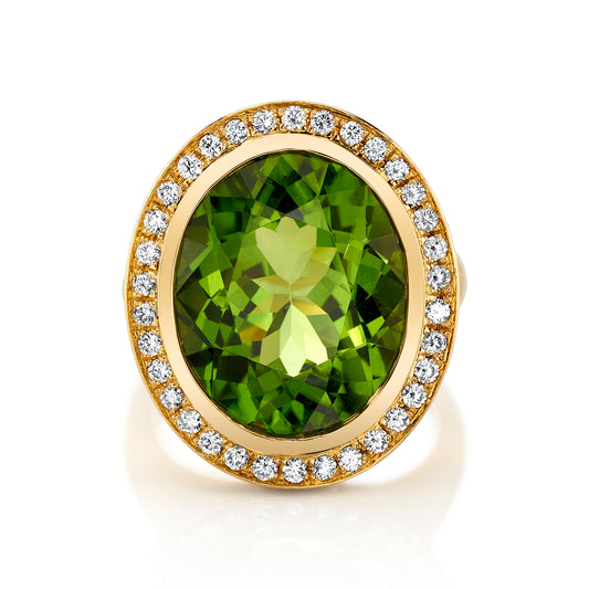 Peridot, Pink Sapphire & Diamond Ring