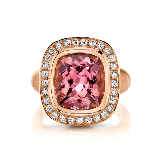 Pink Tourmaline, Tanzanite & Diamond Ring