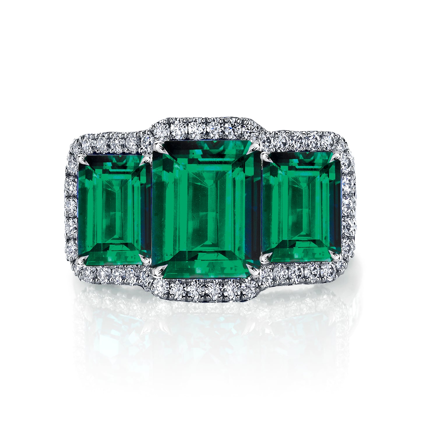 Emerald & Diamond 3-Stone Ring