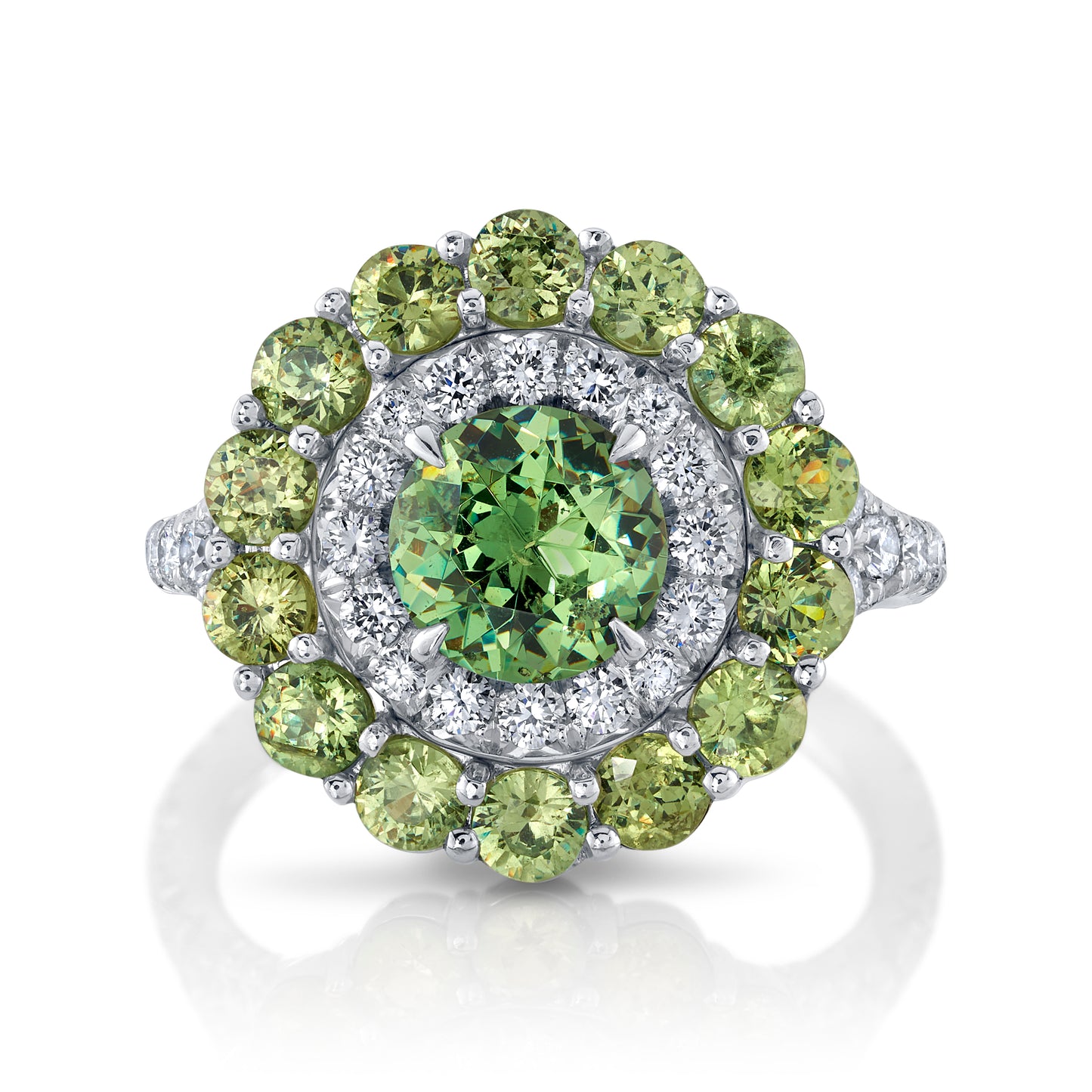 Demantoid Garnet & Diamond Ring