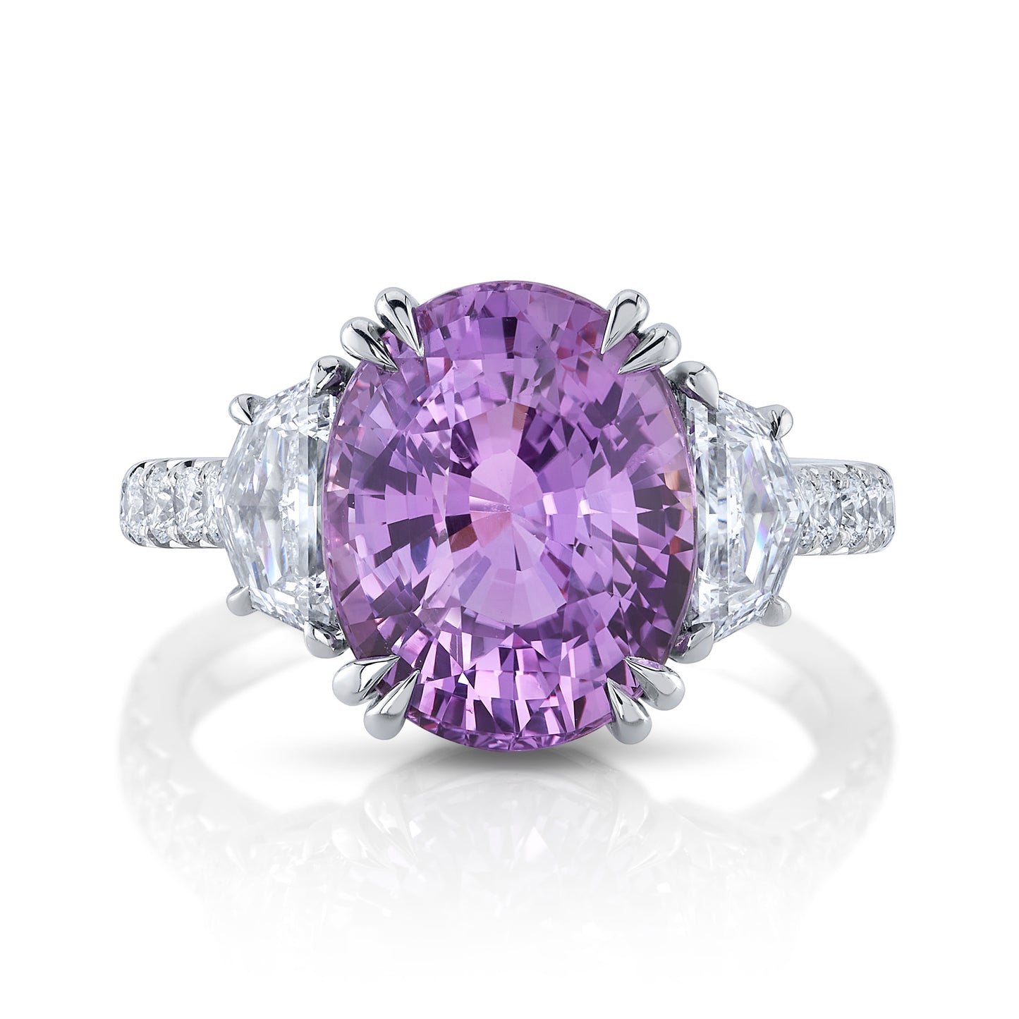 Pink Sapphire & Diamond 3-Stone Ring