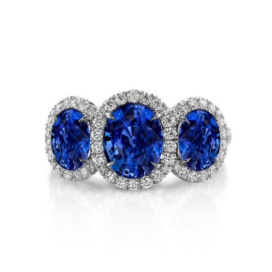 Sapphire & Diamond 3-Stone Ring