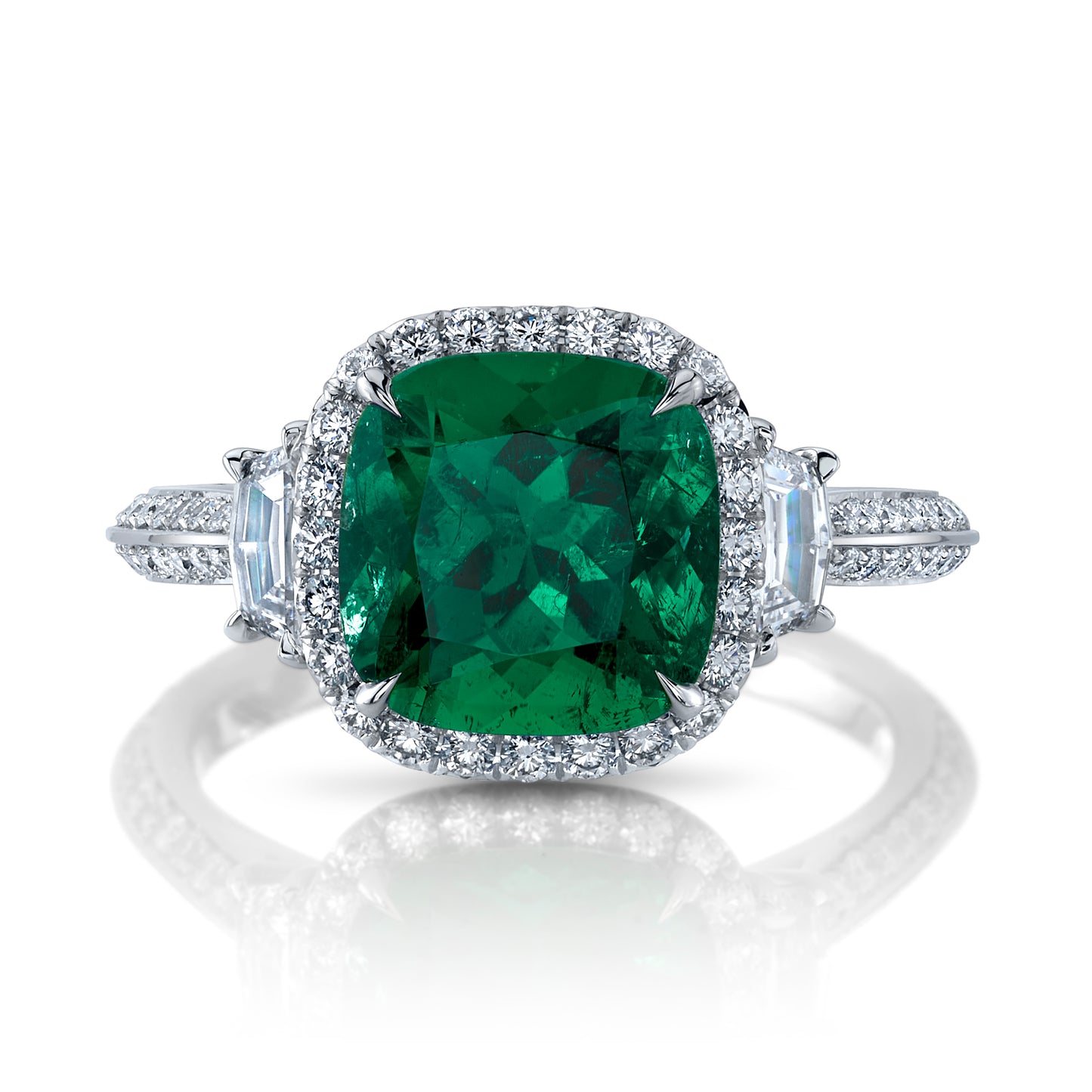 Emerald & Diamond 3-Stone Ring