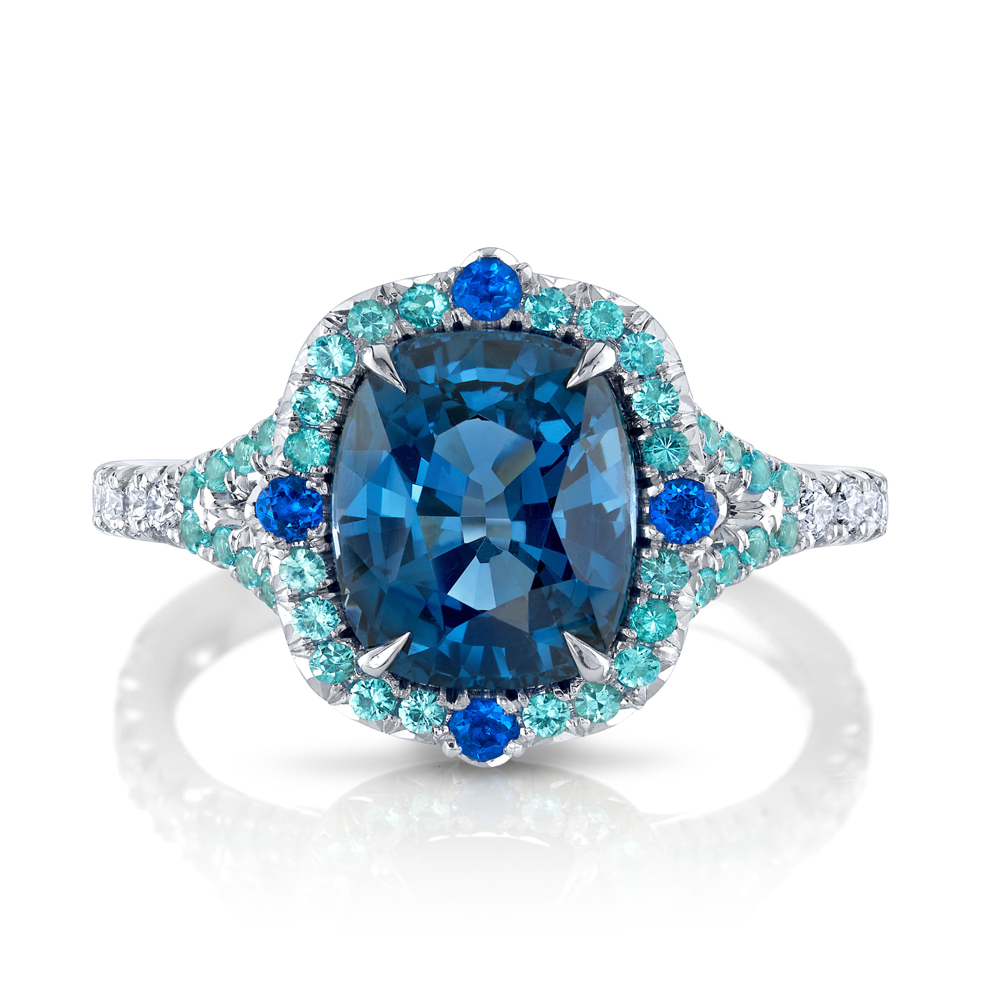 Cobalt Spinel Hauyne Paraiba Tourmaline Diamond Ring BOSS Connect Demo