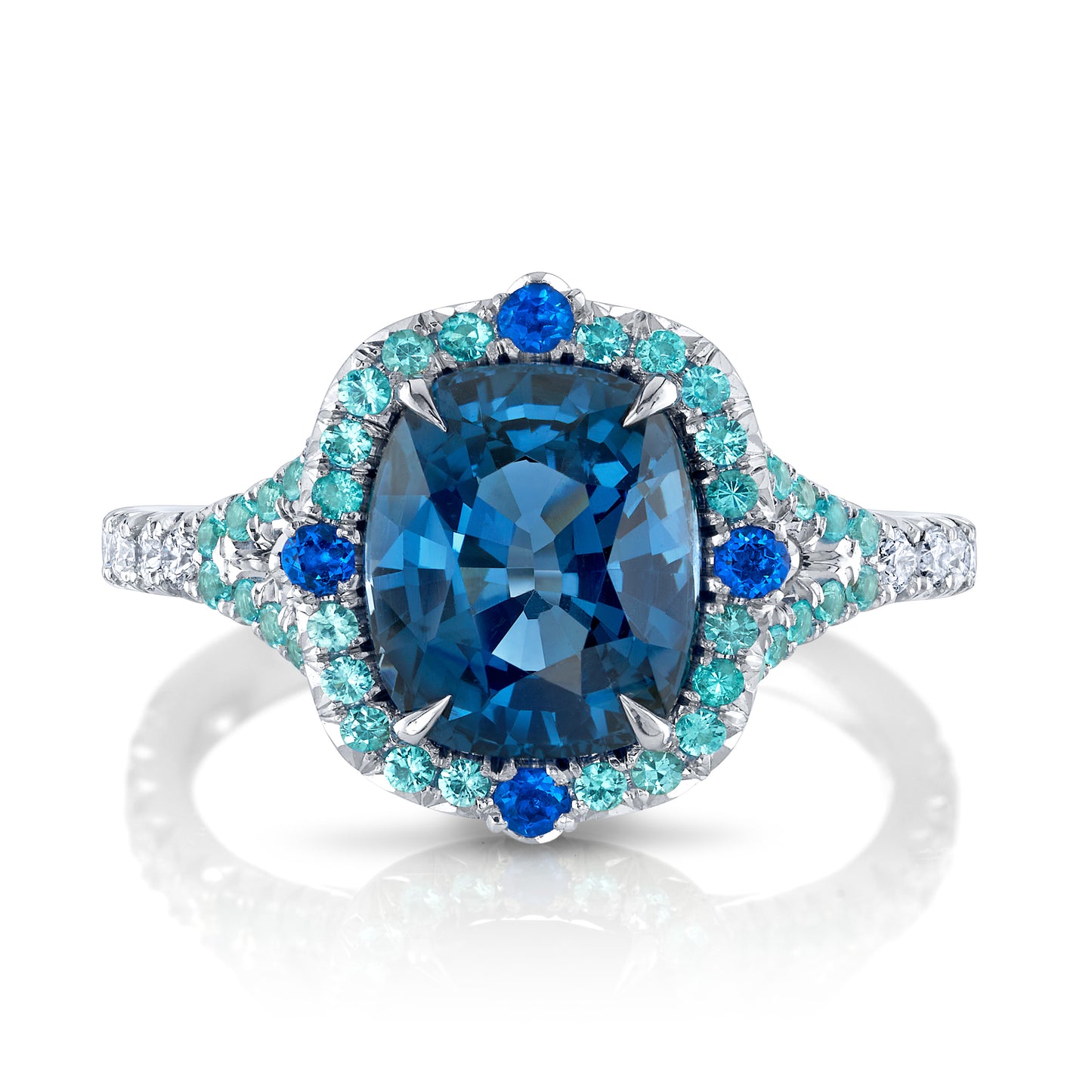 Cobalt Spinel, Hauyne, Paraíba Tourmaline & Diamond Ring