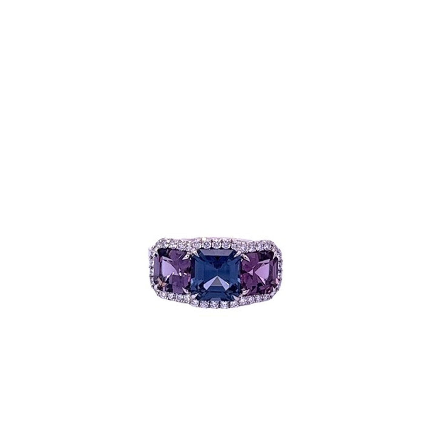 Spinel & Diamond 3-Stone Ring