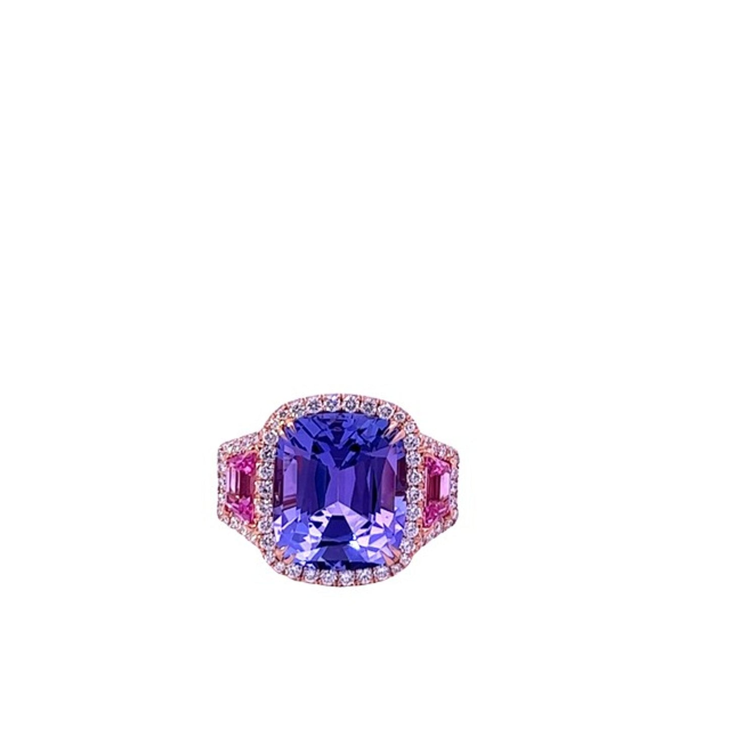 Tanzanite, Pink Sapphire & Diamond 3-Stone Ring