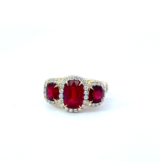Ruby & Diamond 3-Stone Ring