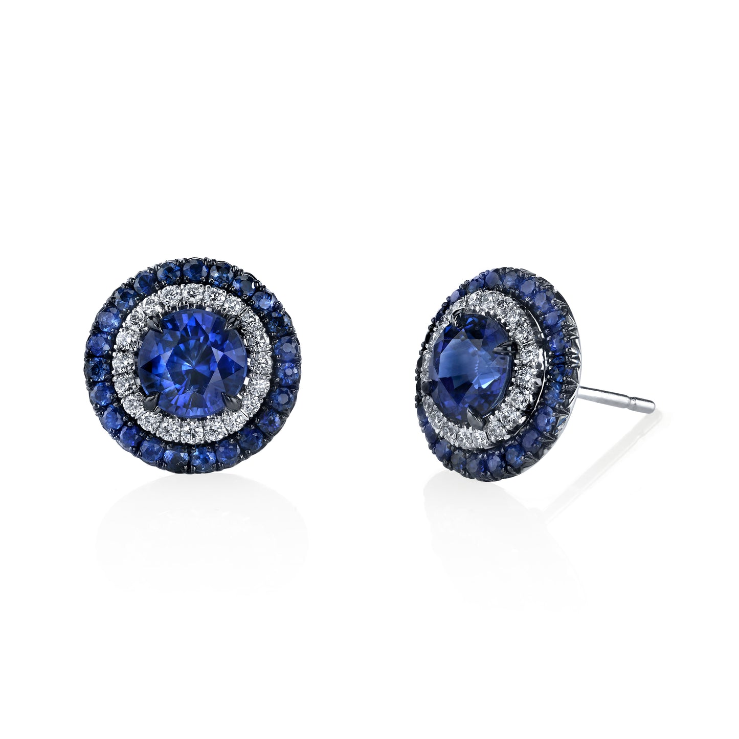 Sapphire & Diamond Stud Earrings